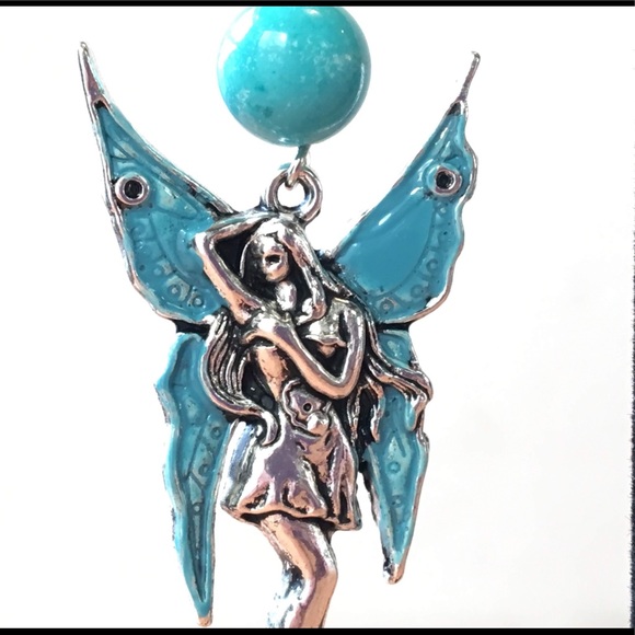 Blue Turquoise Magnesite Fairy Earrings - Picture 5 of 8